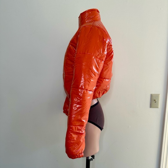 Comfy And Ready Orange Cropped Puffer Jacket - Picture 5 of 12